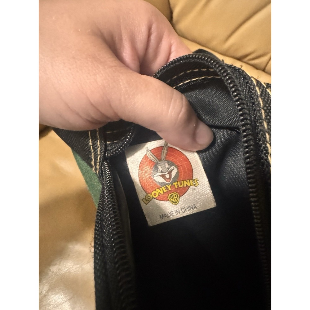Vintage Looney Tunes Bugs Bunny Embroidered Green Backpack Purse Mini 1997 Black - Picture 9 of 15